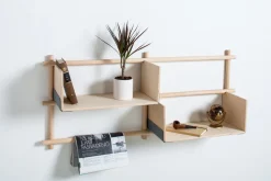 Etagère murale en bois avec quatres encarts trois barres 118x25x72cm Foldin - Emko