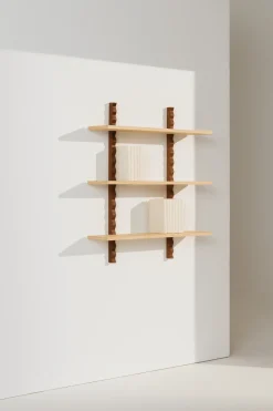 Etagère murale en bois massif d'hévéa et frêne naturel 90x22x102cm Heju x Nobodinoz - Nobodinoz