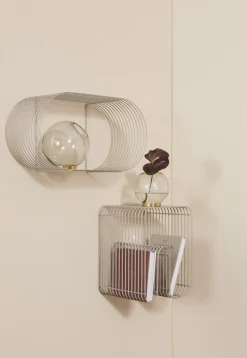 Etagère murale en métal taupe 61,4x25,3x33cm Curva - AYTM