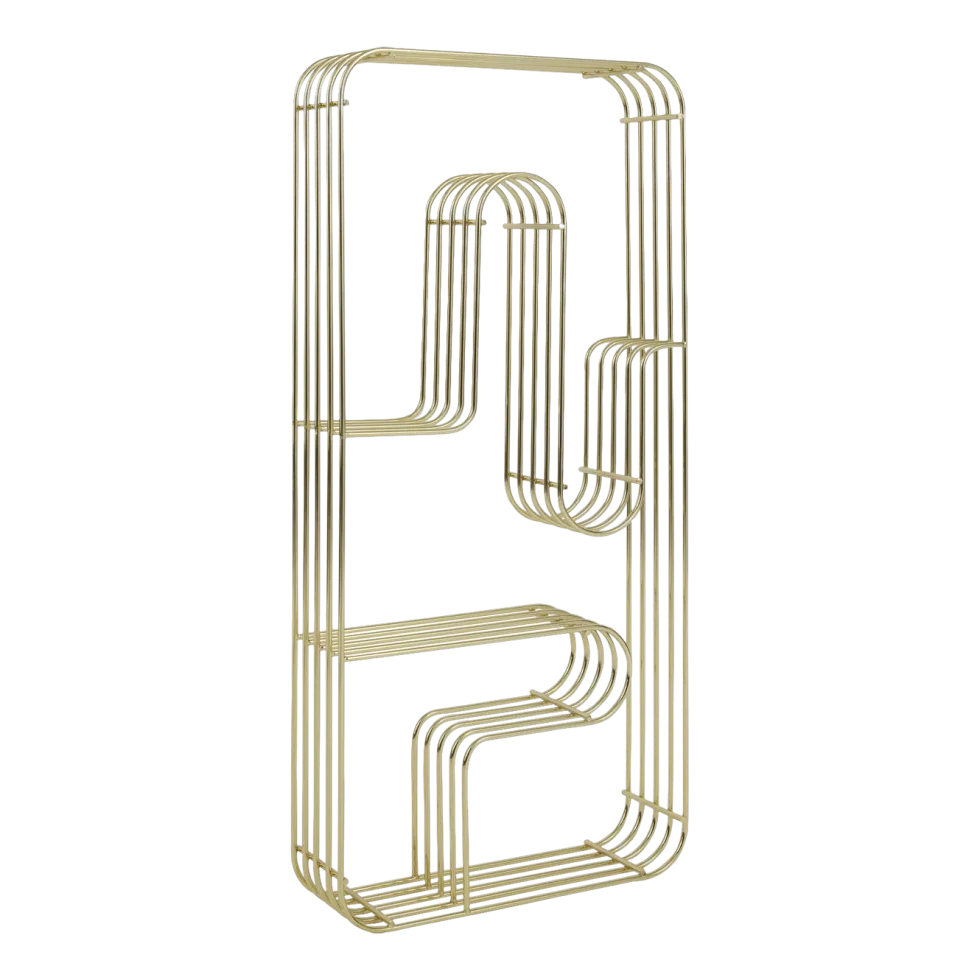 Etagère murale rectangulaire en acier doré 32,9x8,9x70,5cm Curva - AYTM