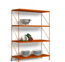 Etagère 4 niveaux sur pieds en acier laqué orange Tria - Mobles 114