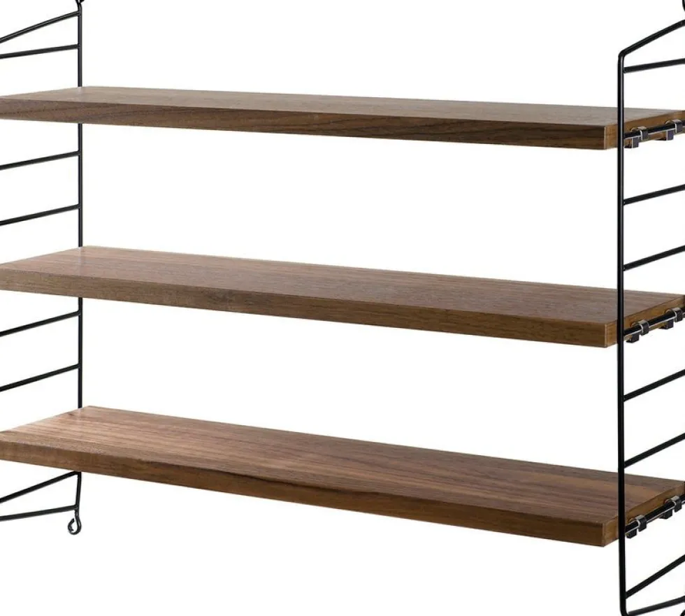 Etagères en noyer avec montants noirs String Pocket - String furniture