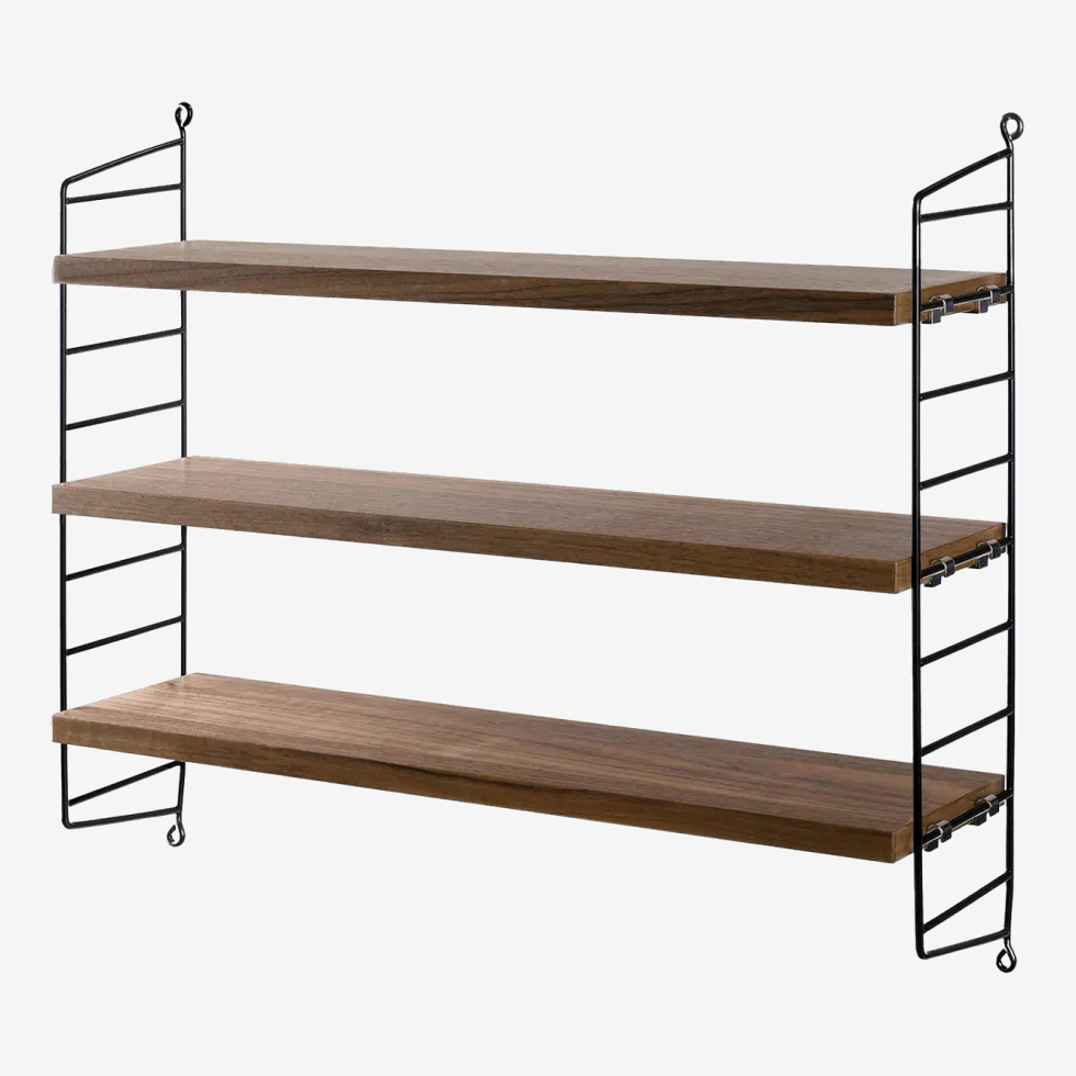 Etagères en noyer avec montants noirs String Pocket - String furniture