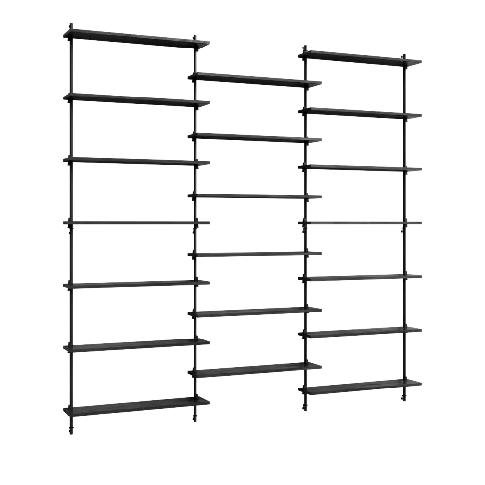 Etagères murales en chêne noir et acier noir Wall Shelving - Moebe