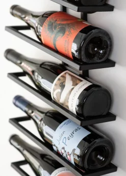 Etagère à vin en acier noir 62x27x9,5cm Vinia - Metallbude