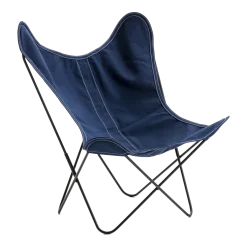 Fauteuil AA en coton bleu marine avec structure en acier noir Coton - Airborne
