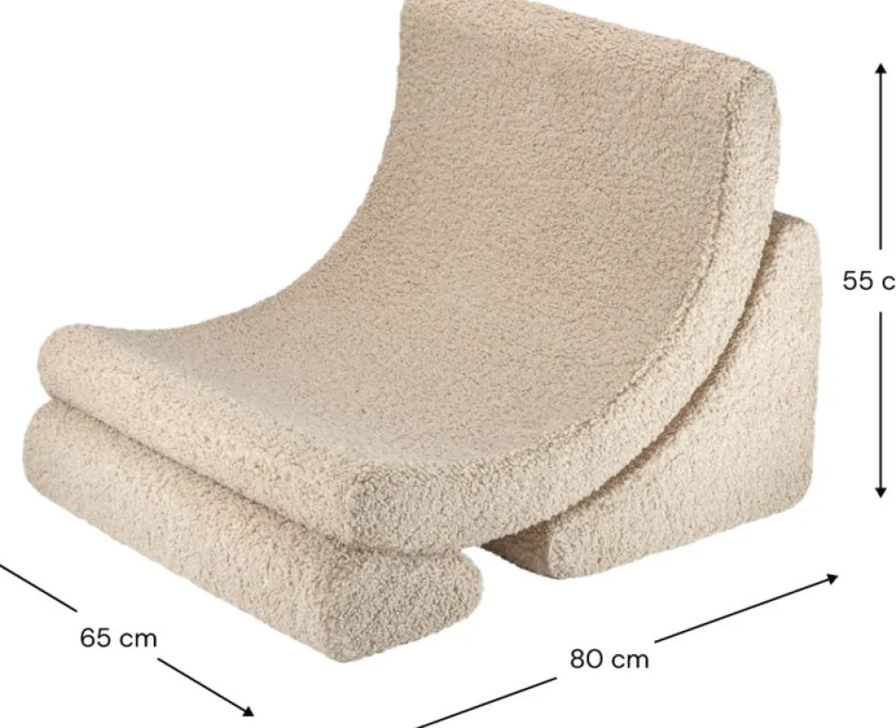 Fauteuil arrondit en sherpa bouclé biscuit 80x65x55 Moon chair - Wigiwama