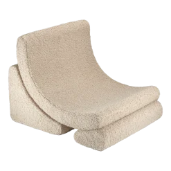 Fauteuil arrondit en sherpa bouclé biscuit 80x65x55 Moon chair - Wigiwama