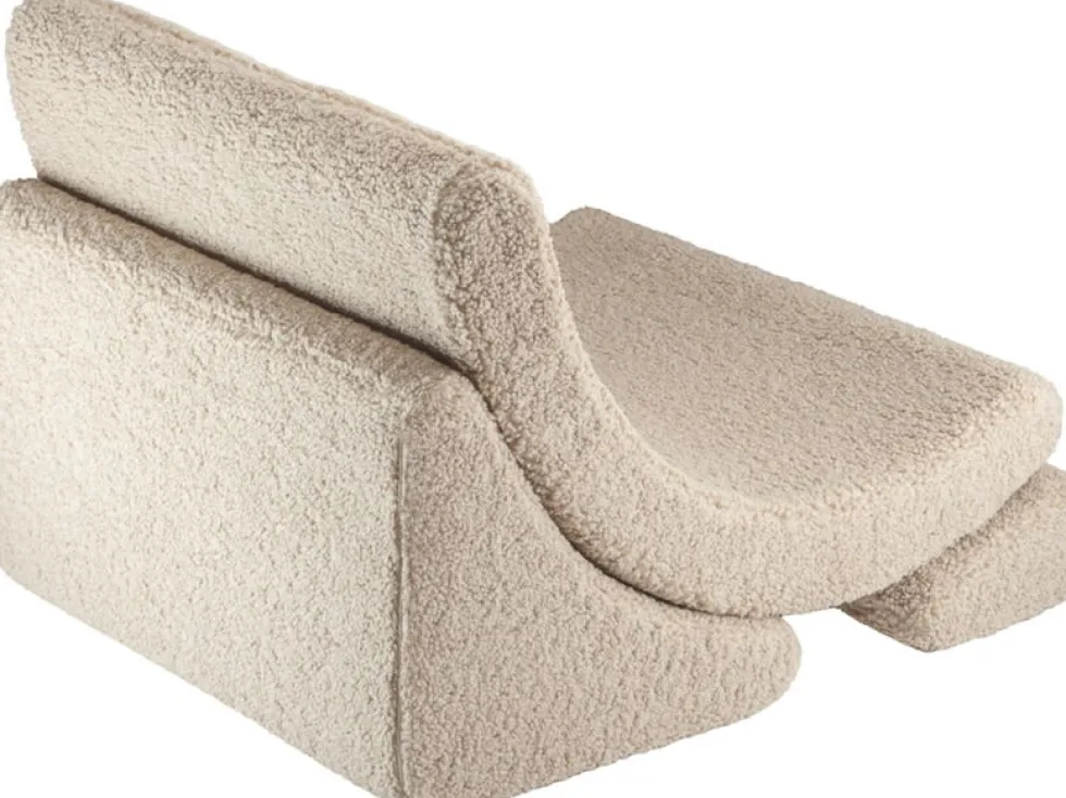 Fauteuil arrondit en sherpa bouclé biscuit 80x65x55 Moon chair - Wigiwama