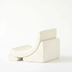 Fauteuil arrondit en sherpa bouclé blanc 80x65x55 Moon chair - Wigiwama