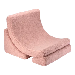 Fauteuil arrondit en sherpa bouclé rose 80x65x55 Moon chair - Wigiwama