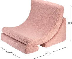 Fauteuil arrondit en sherpa bouclé rose 80x65x55 Moon chair - Wigiwama