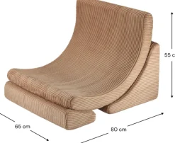 Fauteuil arrondit en velours côtelé toffee 80x65x55 Moon chair - Wigiwama