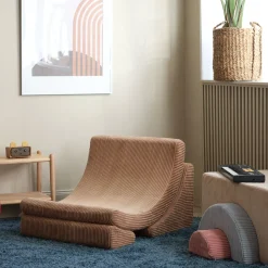 Fauteuil arrondit en velours côtelé toffee 80x65x55 Moon chair - Wigiwama