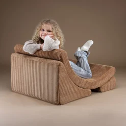 Fauteuil arrondit en velours côtelé toffee 80x65x55 Moon chair - Wigiwama