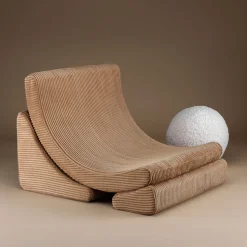 Fauteuil arrondit en velours côtelé toffee 80x65x55 Moon chair - Wigiwama