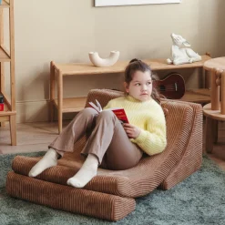 Fauteuil arrondit en velours côtelé toffee 80x65x55 Moon chair - Wigiwama