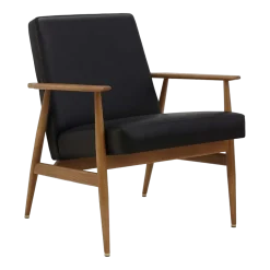 Fauteuil avec accoudoirs en cuir naturel noir et frêne foncé 70 x 62 cm Fox - 366 Concept