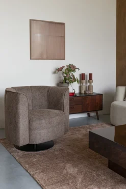 Fauteuil avec accoudoirs en polyester marron Flower - Dutchbone