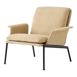 Fauteuil avec accoudoirs en tissu beige et aluminium noir Muno LN19 - &tradition