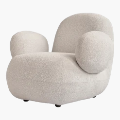 Fauteuil avec accoudoirs en tissu bouclé blanc cassé Toe - 101 COPENHAGEN