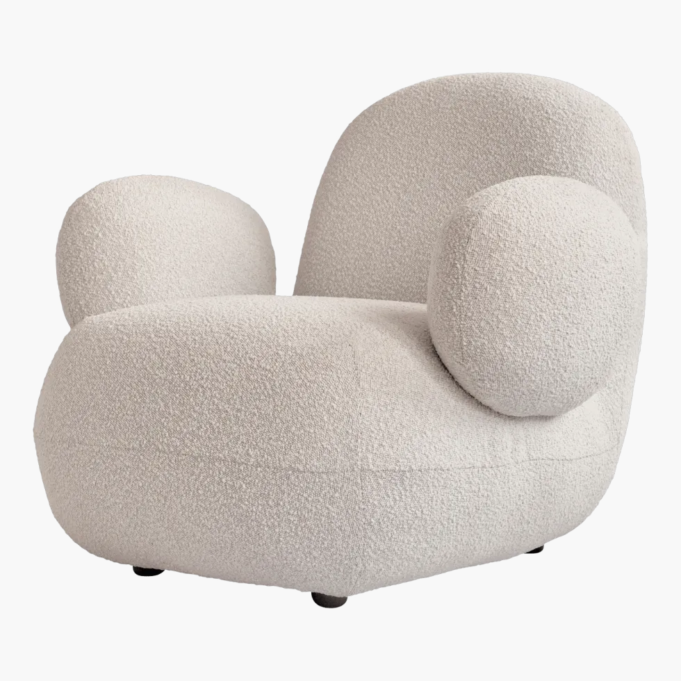 Fauteuil avec accoudoirs en tissu bouclé blanc cassé Toe - 101 COPENHAGEN