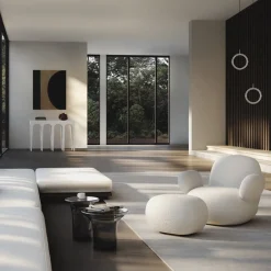 Fauteuil avec accoudoirs en tissu bouclé blanc cassé Toe - 101 COPENHAGEN
