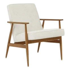 Fauteuil avec accoudoirs en tissu bouclé sierra et frêne foncé 70 x 62 cm Fox - 366 Concept
