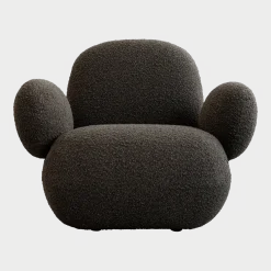 Fauteuil avec accoudoirs en tissu bouclé taupe foncé Toe - 101 COPENHAGEN