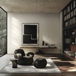 Fauteuil avec accoudoirs en tissu bouclé taupe foncé Toe - 101 COPENHAGEN