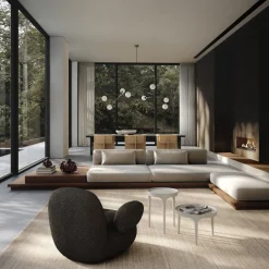 Fauteuil avec accoudoirs en tissu bouclé taupe foncé Toe - 101 COPENHAGEN