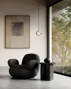 Fauteuil avec accoudoirs en tissu bouclé taupe foncé Toe - 101 COPENHAGEN