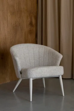 Fauteuil avec accoudoirs en tissu et métal beige Georgia - Dutchbone