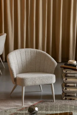 Fauteuil avec accoudoirs en tissu et métal beige Georgia - Dutchbone