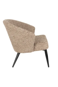 Fauteuil avec accoudoirs en tissu marron et métal noir Georgia - Dutchbone