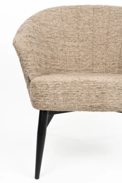 Fauteuil avec accoudoirs en tissu marron et métal noir Georgia - Dutchbone