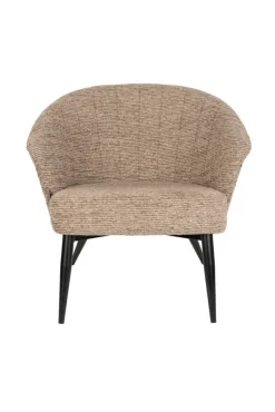 Fauteuil avec accoudoirs en tissu marron et métal noir Georgia - Dutchbone
