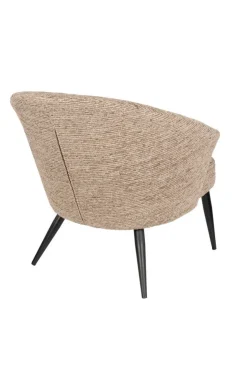 Fauteuil avec accoudoirs en tissu marron et métal noir Georgia - Dutchbone