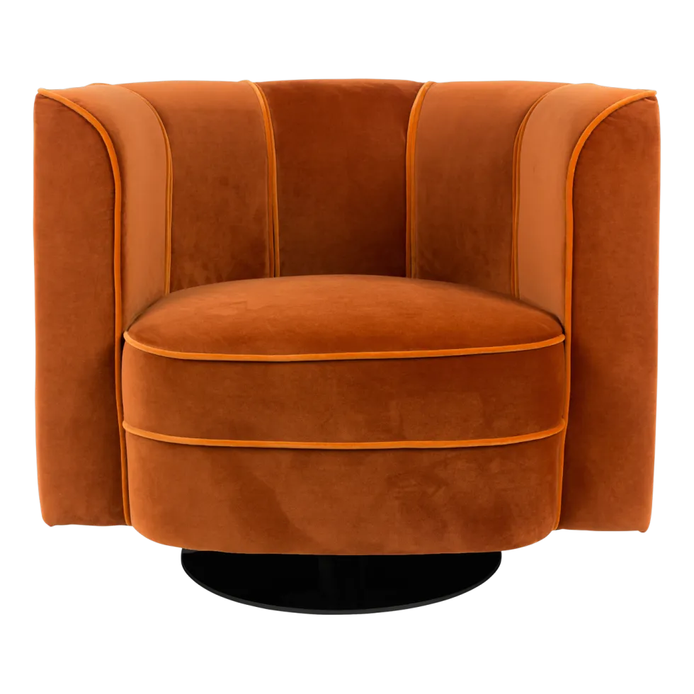 Fauteuil avec accoudoirs en velours orange Flower - Dutchbone