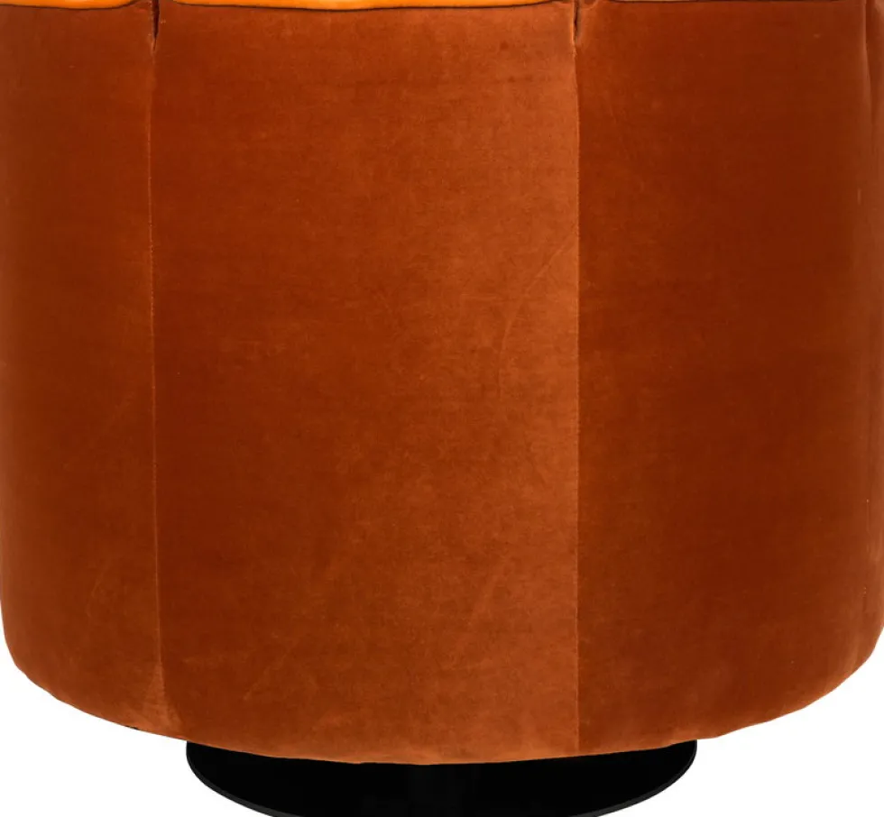 Fauteuil avec accoudoirs en velours orange Flower - Dutchbone