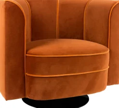 Fauteuil avec accoudoirs en velours orange Flower - Dutchbone