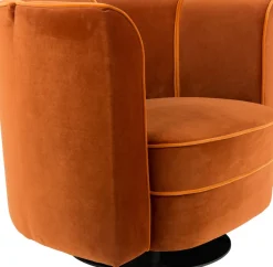 Fauteuil avec accoudoirs en velours orange Flower - Dutchbone