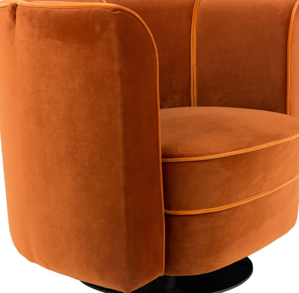 Fauteuil avec accoudoirs en velours orange Flower - Dutchbone