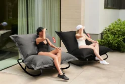 Fauteuil à bascule extérieur en métal noir avec coussin gris Rock 'n Roll Combi - Fatboy