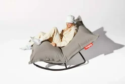 Fauteuil à bascule extérieur en métal noir avec coussin gris taupe Rock 'n Roll Combi - Fatboy