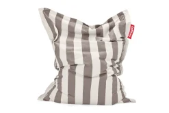 Fauteuil à bascule extérieur en métal noir avec coussin rayé marron cacao crème Rock 'n Roll Combi - Fatboy