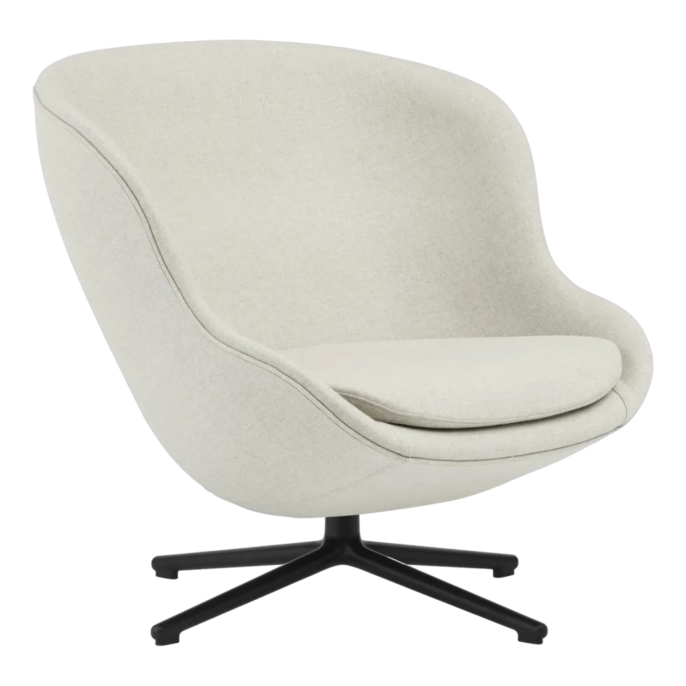 Fauteuil bas en aluminium noir et tissu beige Hyg - Normann Copenhagen