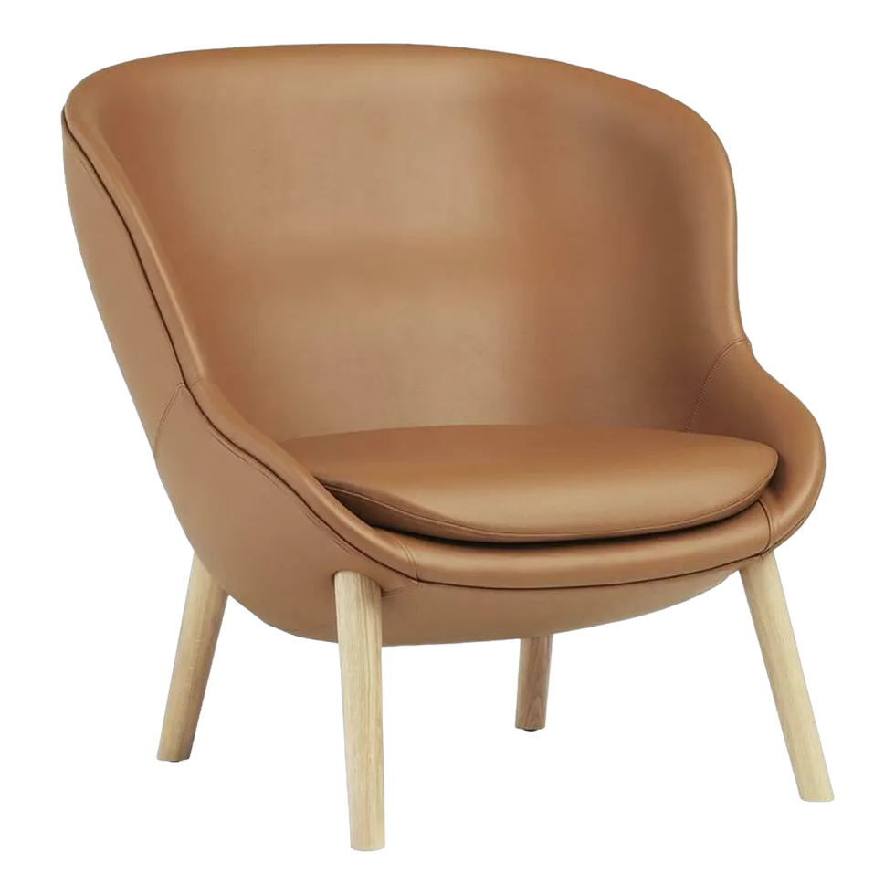 Fauteuil bas en chêne et cuir naturel Hyg - Normann Copenhagen
