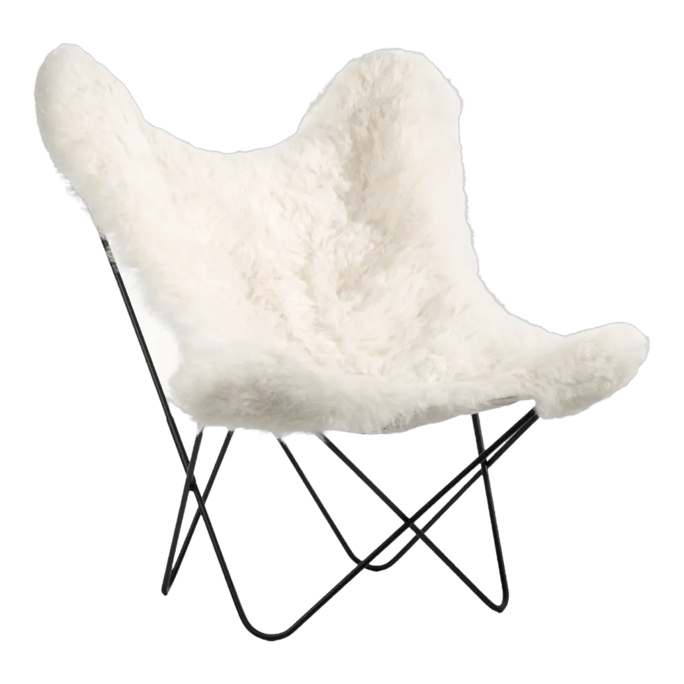 Fauteuil blanc avec structure en acier noir Islandais AA - Airborne