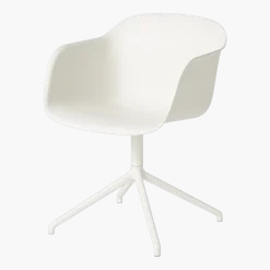 Fauteuil blanc piétement pivot Fiber - Muuto